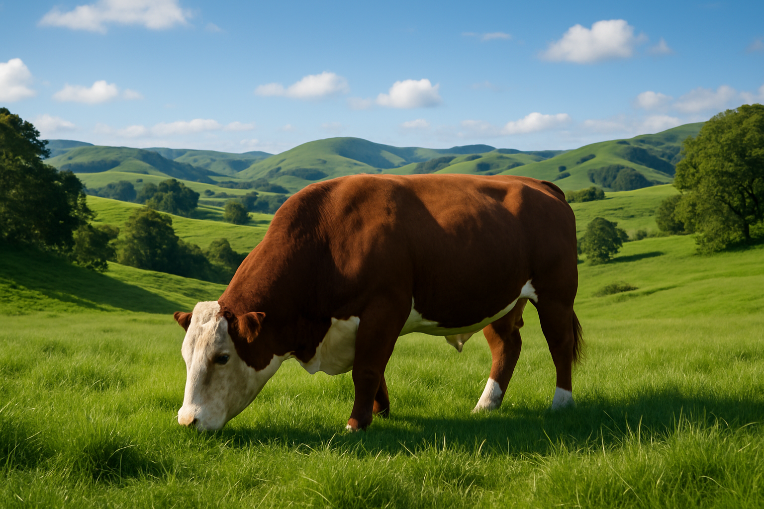New Zealand grass-fed steer in pasture