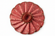 500g of beef pastrami on a white background no writing in image