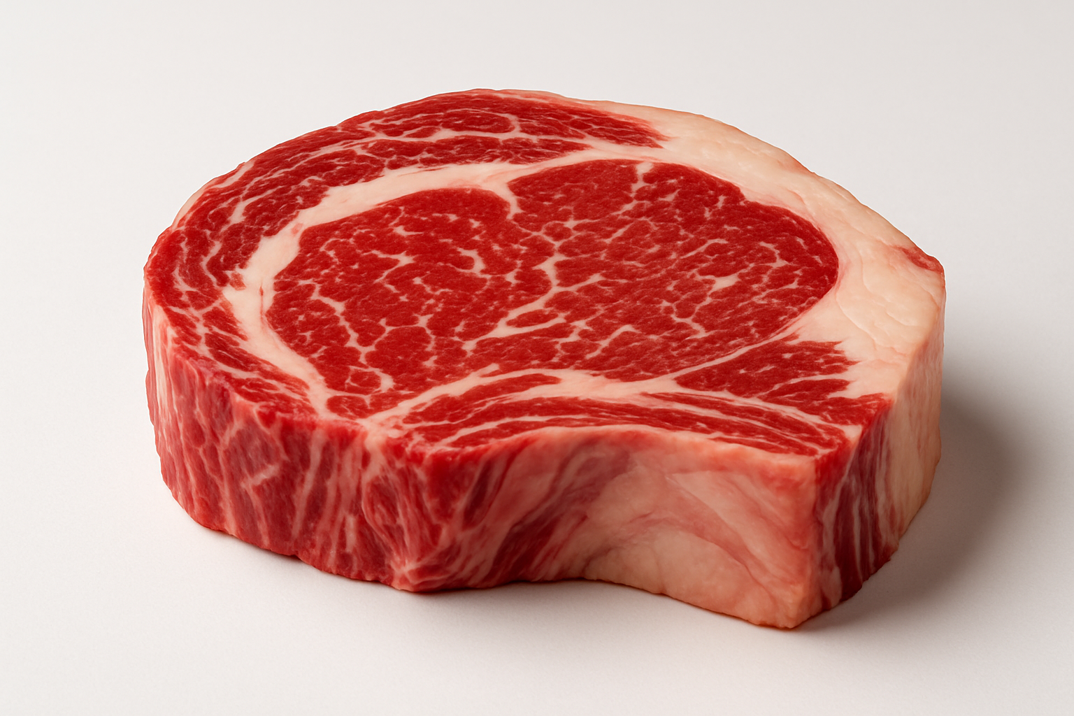 Argentinian 300g ribeye steak. Do not write 300g. Make white background and no chattering