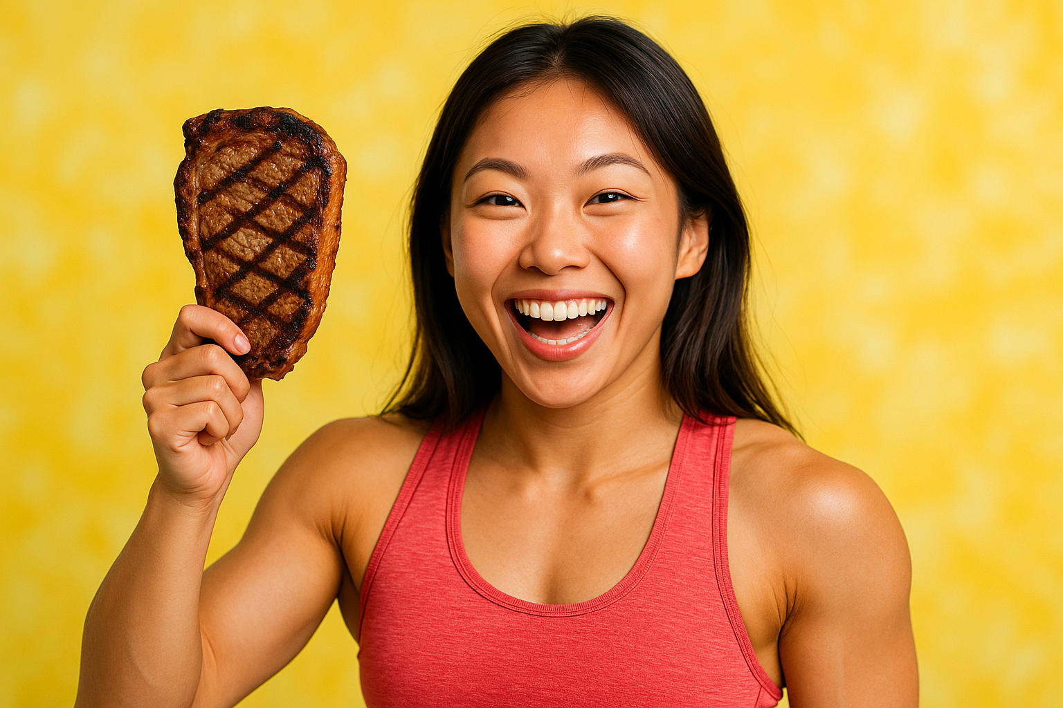 Attractive Hong Kong woman with steak