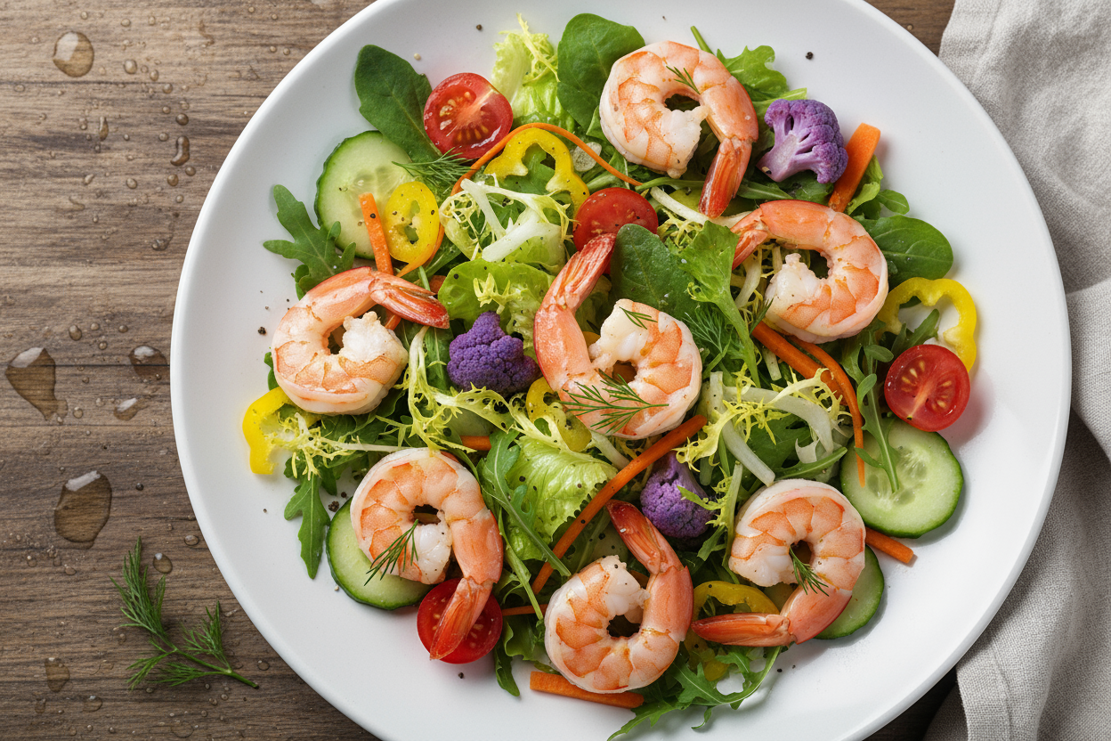 prawn salad with the tails on