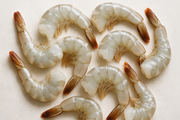 raw uncooked shrimp with tails on