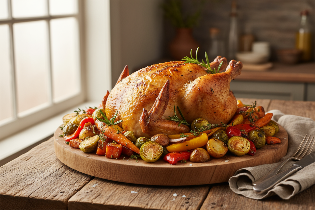 roast chicken and veg