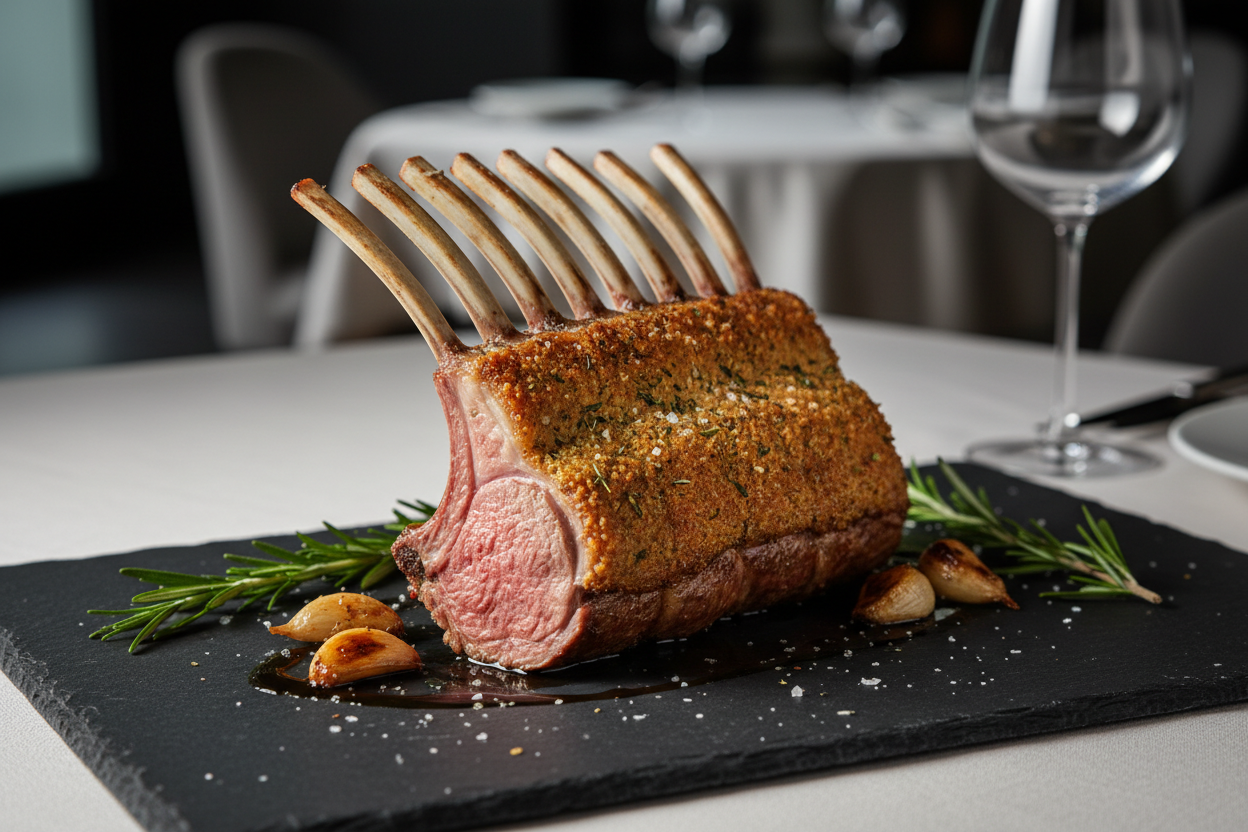 roasted lamb rack french cut 12 ribs